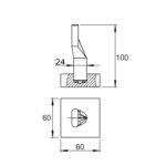 Pivot balama din otel cu placa pentru porti batante, baza 60x60 mm, diametru 24 mm, inaltime 100 mm - imagine 2