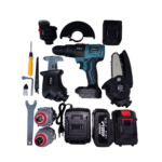 Trusa 5 in 1, cu 2 acumulatori, (Mini drujba, autofiletanta, pistol impact, flex, fierastrau sabie) Domadi