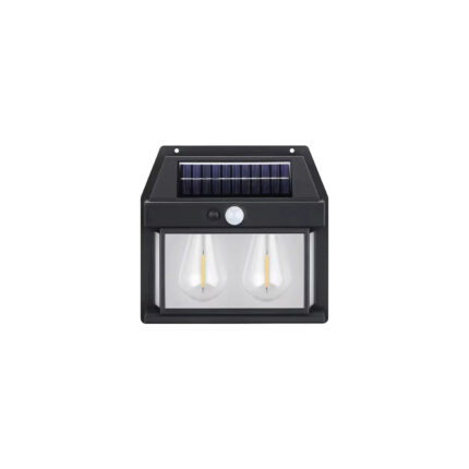 Aplica exterior cu panou solar si senzor miscare, IP65, lumina calda, negru Domadi