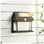 Aplica exterior cu panou solar si senzor miscare, IP65, lumina calda, negru Domadi
