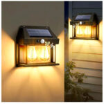 Aplica exterior cu panou solar si senzor miscare, IP65, lumina calda, negru Domadi