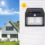 Aplica exterior cu panou solar si senzor miscare, IP65, lumina calda, negru Domadi