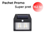 Aplica exterior cu panou solar si senzor miscare, IP65, lumina calda, negru