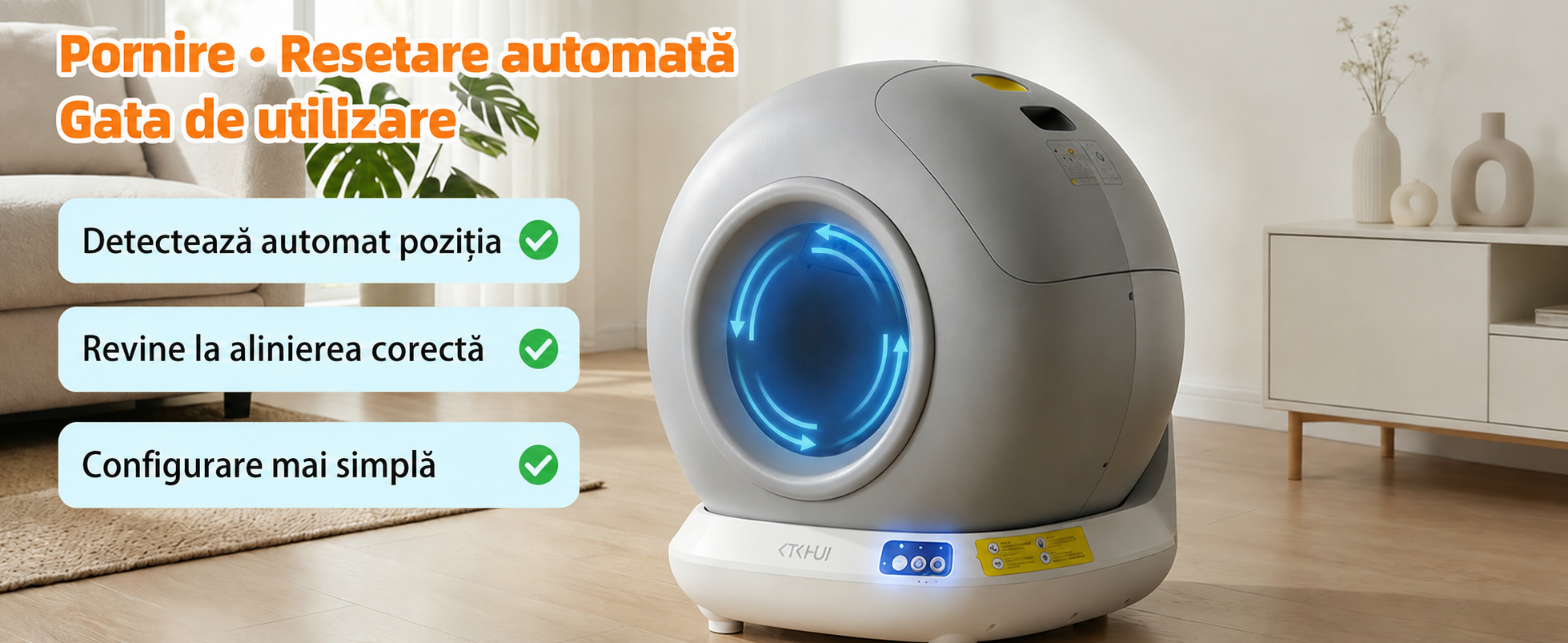 Litieră automată pentru pisici cu autocurățare, aplicație Wi-Fi și senzori de siguranță – ideală pentru apartamente Domadi