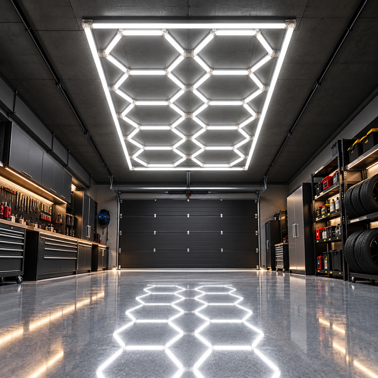 Lampă-LED-Hexagonală-Tip-Fagure,-10-Celule,-220V,-Garaj-1-Domadi Lampă LED Hexagonală Tip Fagure, 10 Celule, 220V, Garaj Domadi