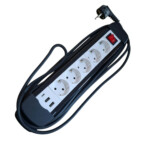 Prelungitor 5m cu 5 Prize, 2 USB, 1 USB-C și Întrerupător Domadi